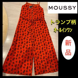 マウジー(moussy)のmoussy マウジー　トランプ柄総柄サロペット　未使用サイズ2(オールインワン)