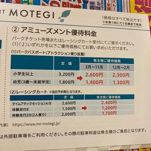 ホンダ(ホンダ)のホンダ株主優待　鈴鹿サーキット、ツインリンクもてぎ　優待券1枚 チケットの施設利用券(遊園地/テーマパーク)の商品写真