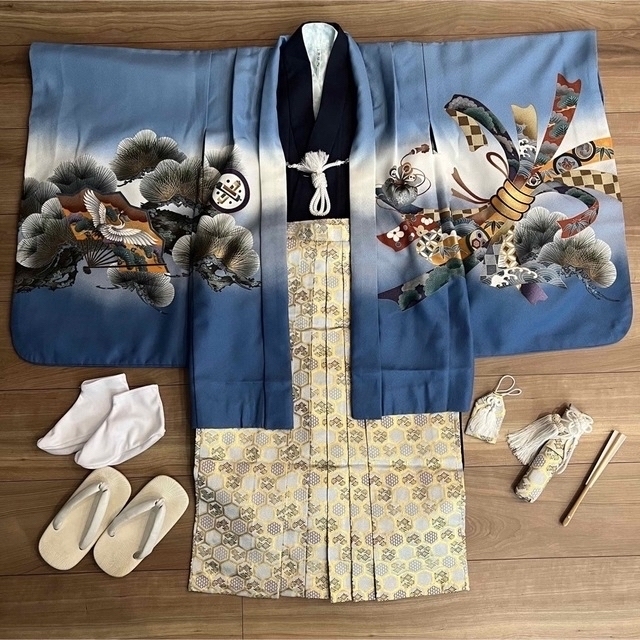 七五三 5歳 男の子 羽織袴 キッズ/ベビー/マタニティのキッズ服男の子用(90cm~)(和服/着物)の商品写真