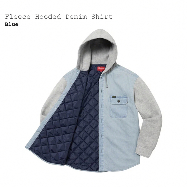 【新品タグ付】supreme Fleece Hooded Denim Shirt