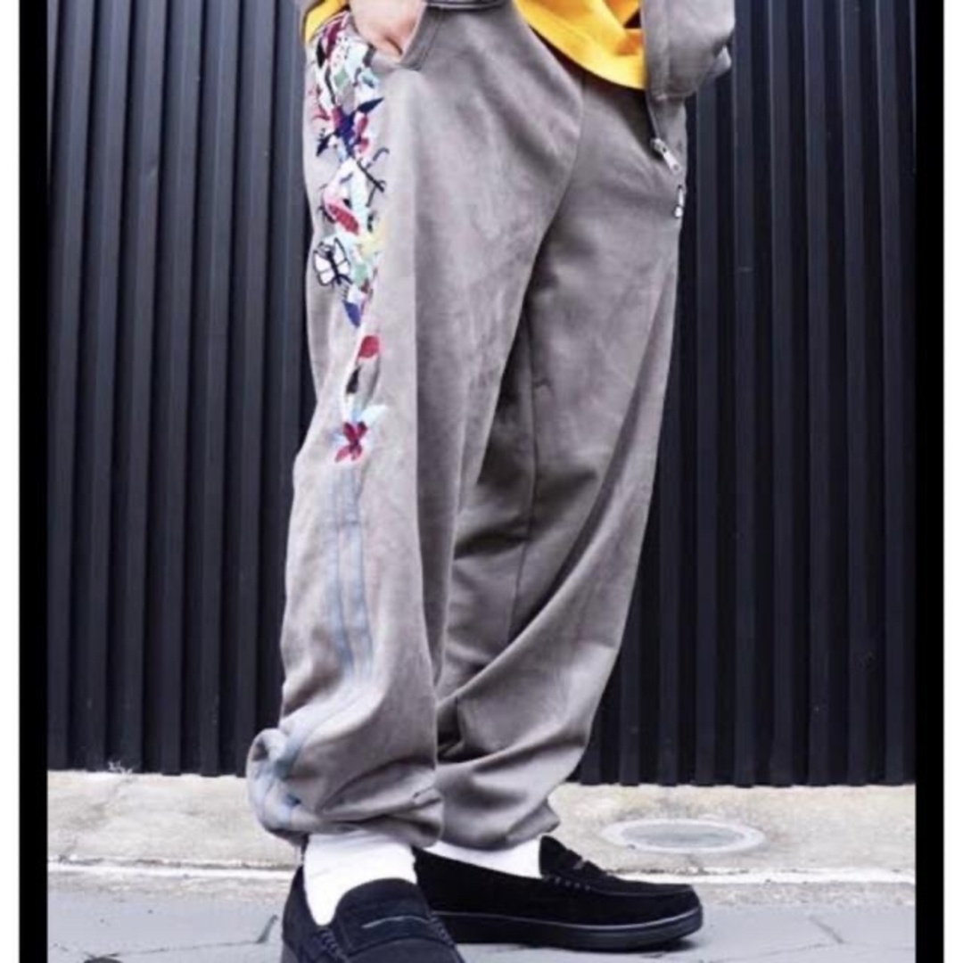 doublet ダブレット 17AW CHAOS EMBROIDERY TRACK PANTS カオス刺?ベロアトラックパンツ ネイビー 17AW13PT60