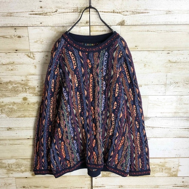 即完売 coogi クージー 立体 編込み 3Dニット マルチカラー 総柄