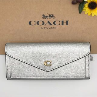 コーチ(COACH)のCOACH 長財布 ★大人気★ ウィンソフトウォレット メタリックシルバー 新品(財布)