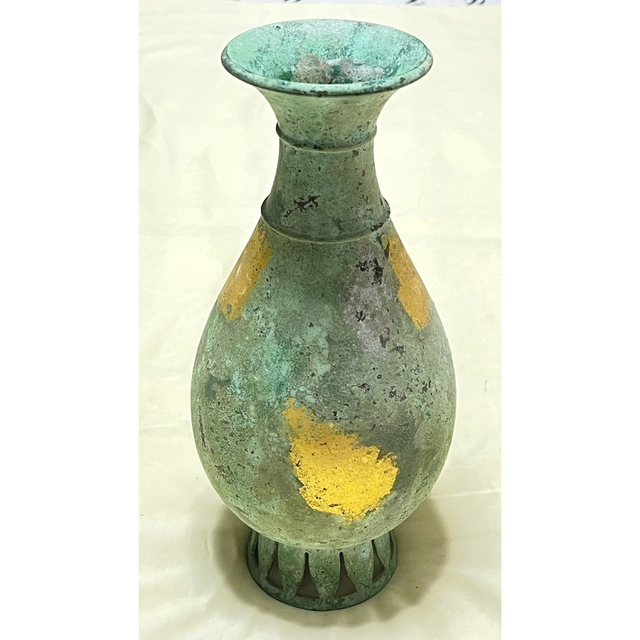 高岡銅器 峰雲作 純金箔本金 鋳青銅花瓶 一輪挿し 花器 | フリマアプリ ラクマ