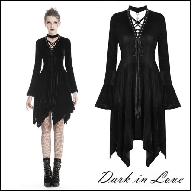 新品　Dark in Love　ダークインラブ　ベロアワンピース