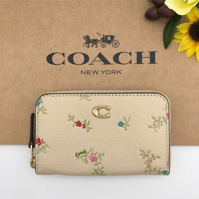 COACH スモールジップアラウンド カードケース アンティークフローラル