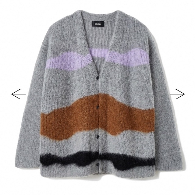 STUDIOUS(ステュディオス)のsoduk drawing knit cardigan / gray レディースのトップス(カーディガン)の商品写真