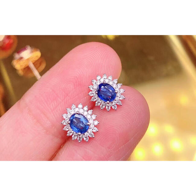 ⭐天然ブルーサファイア ダイヤ ピアス k18 0.8ct