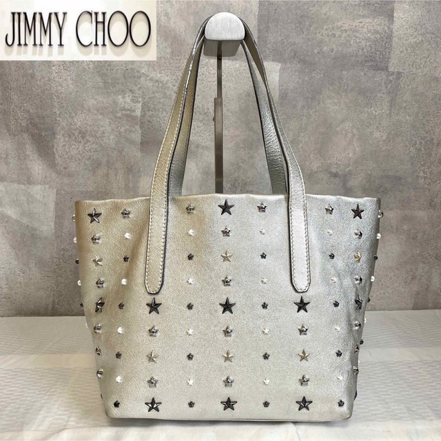 JIMMY CHOO SOFIA S パープル スタッズ ハンドバッグ トートバッグ