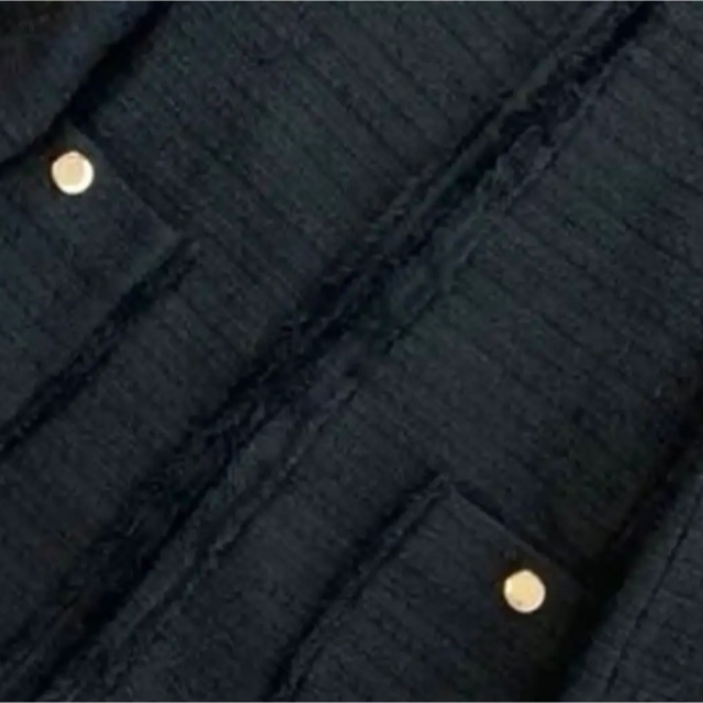 ZARA(ザラ)の【最終お値下げ・人気】ZARA ツイードジャケット　ブラック レディースのジャケット/アウター(ノーカラージャケット)の商品写真