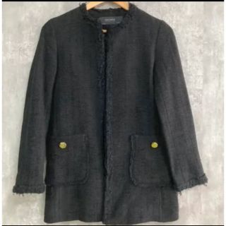 ZARA WOMAN コットンツイード ブラック ノーカラー