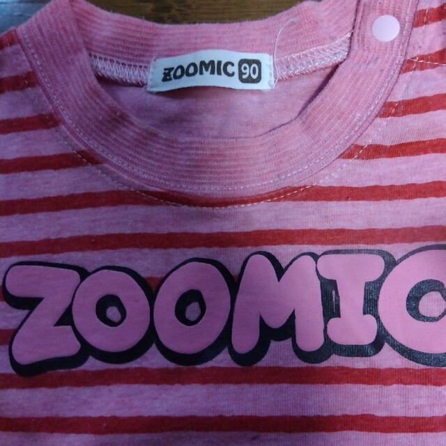 ZOOMIC 女児ロンT　ピンク色　うさぎ柄ﾎﾞｰﾀﾞｰ　90cm キッズ/ベビー/マタニティのキッズ服女の子用(90cm~)(Tシャツ/カットソー)の商品写真