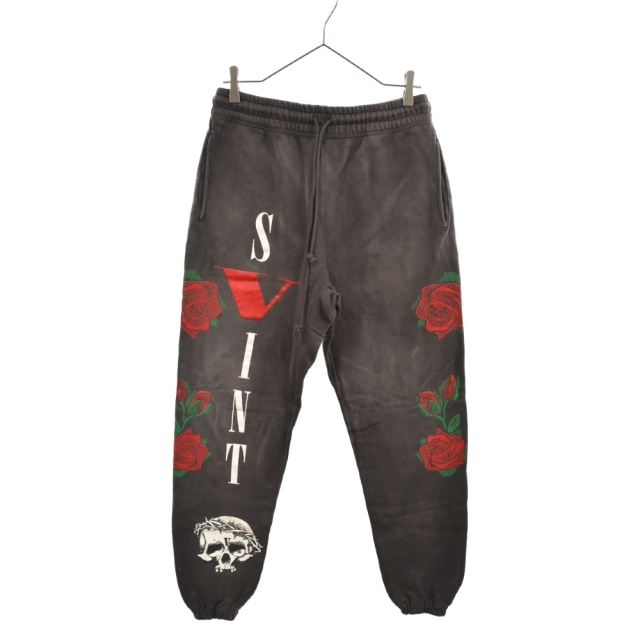 95センチ表記サイズSAINT Mxxxxxx セント マイケル 22SS×VLONE SWEAT PANTS ロゴプリントスウェットパンツ ブラック SM-S22-0000-072