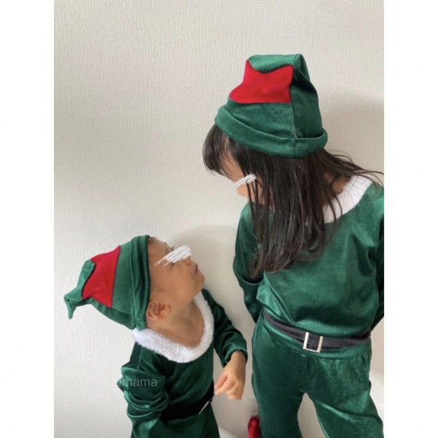 子ども クリスマスフレア セットアップ エルフ 衣装 コスプレ キッズ サンタ キッズ/ベビー/マタニティのキッズ服男の子用(90cm~)(その他)の商品写真