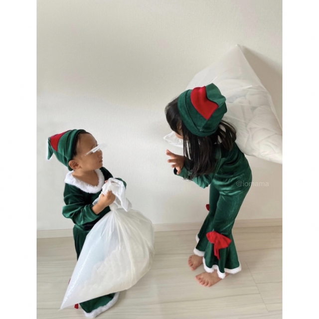 子ども クリスマスフレア セットアップ エルフ 衣装 コスプレ キッズ サンタ キッズ/ベビー/マタニティのキッズ服男の子用(90cm~)(その他)の商品写真