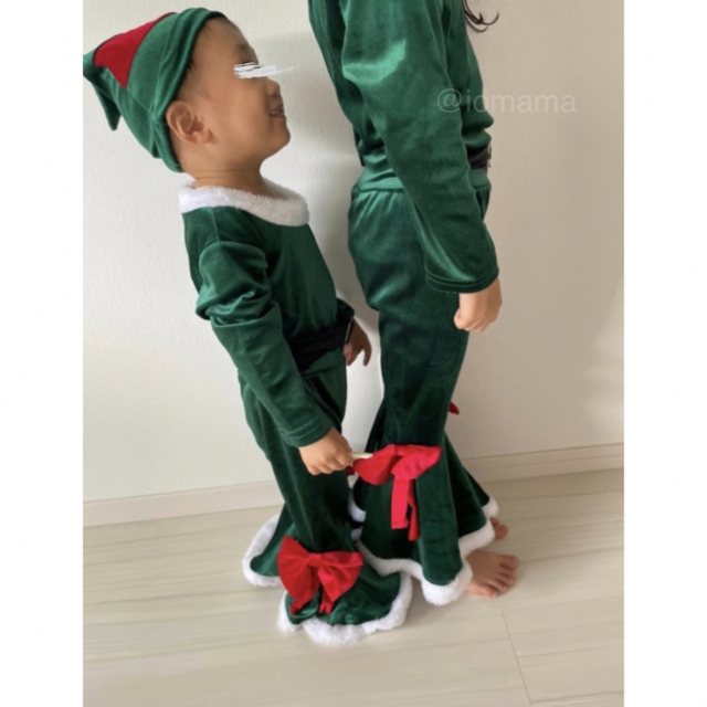 子ども クリスマスフレア セットアップ エルフ 衣装 コスプレ キッズ サンタ キッズ/ベビー/マタニティのキッズ服男の子用(90cm~)(その他)の商品写真