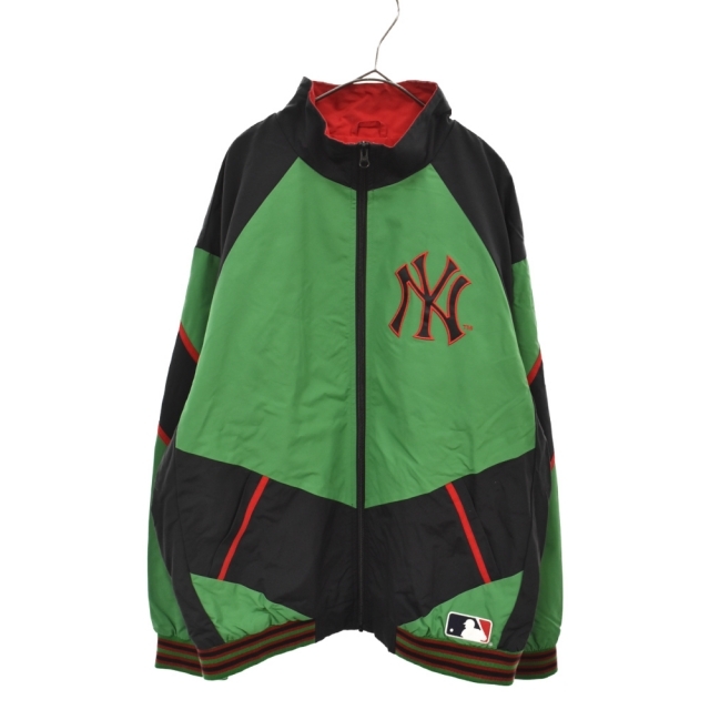 SUPREME シュプリーム 21AW New York Yankees Track Jacket×ニューヨークヤンキースコラボ ナイロントラックジャケット グリーン