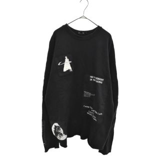 ラフシモンズ(RAF SIMONS)のRAF SIMONS ラフシモンズ 05AW ポルターガイスト期 オーバーサイズパッチワーク クルーネックスウェットトレーナー ブラック/ホワイト(スウェット)