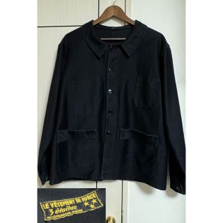 ブラックモールスキン 40s 50s 刺繍タグ フレンチビンテージ モールスキン(カバーオール)