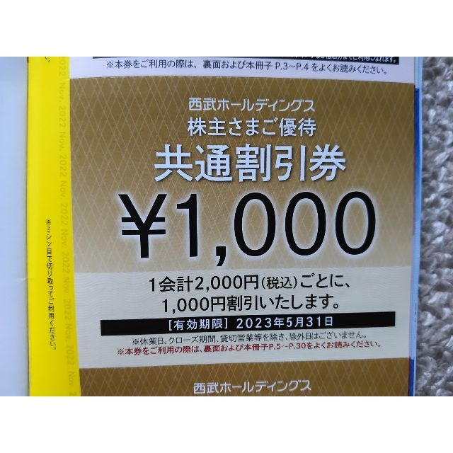 西武グループ　株主優待　5冊　共通割引券5万円分