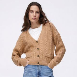 【新品未使用】ZARA ケーブルニットカーディガン L