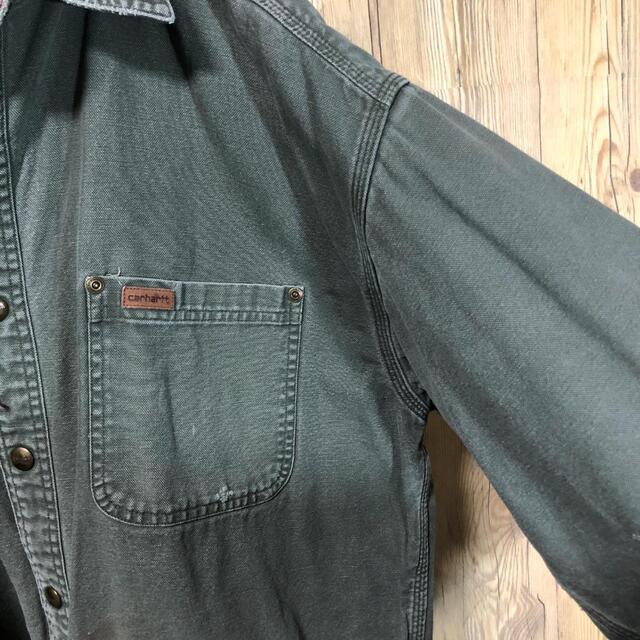 carhartt(カーハート)の『刺繍ロゴ』90s 古着 デニムシャツ カーハート ワンポイント メンズのジャケット/アウター(Gジャン/デニムジャケット)の商品写真