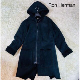 ロンハーマン(Ron Herman)の美品✨ロンハーマン リアル ムートン コート 黒 ロング フード 羊革(毛皮/ファーコート)