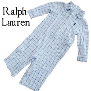 ラルフローレン(Ralph Lauren)の新品　ラルフローレン　ロゴ　チェック柄　ロンパース　9M 75(ロンパース)