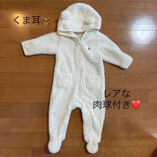 ギャップ(GAP)の【美品】baby GAPくまさんボディオール ベビー　ホワイト　くま耳　70cm(ジャケット/コート)