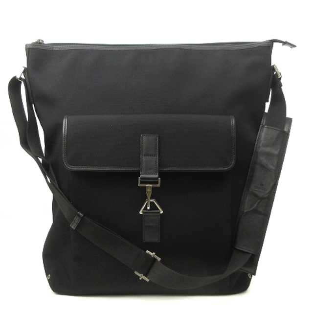 Gucci(グッチ)のグッチ ショルダーバッグ 斜め掛け ナイロンキャンバス レザー 92534 黒 メンズのバッグ(ショルダーバッグ)の商品写真