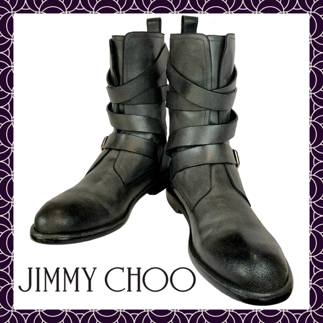 【超美品/希少】JIMMY CHOO ベルテッド バイカーブーツ