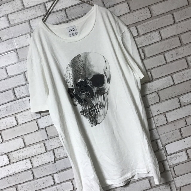 ZARA(ザラ)のZARA♡ザラ♡スカル♡フロントロゴ♡スカル♡ドクロ スワロフスキー メンズのトップス(Tシャツ/カットソー(半袖/袖なし))の商品写真