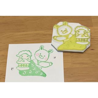 獅子舞うさちゃん【消しゴムはんこ】(はんこ)