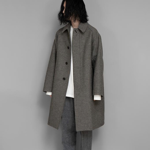 MAATEE\u0026SONS 撚り杢 BALMACAAN COAT ハメ袖