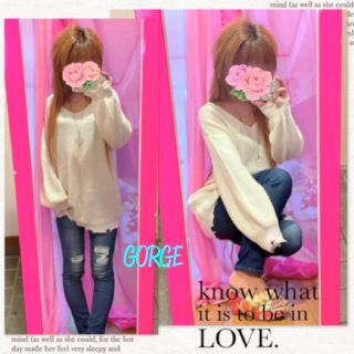 GORGE - 【GORGE】ダメージ Vネック ロング丈 畦ニット チュニックの