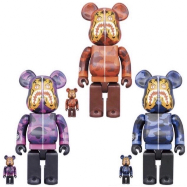 BE@RBRICK BAPE CAMO TIGER 100% 400% BLUE