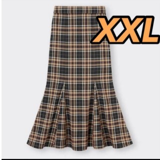 ジーユー(GU)のXXL ブラック　チェックマーメイドロングスカート　ユニクロ　H&M ZARA(ロングスカート)
