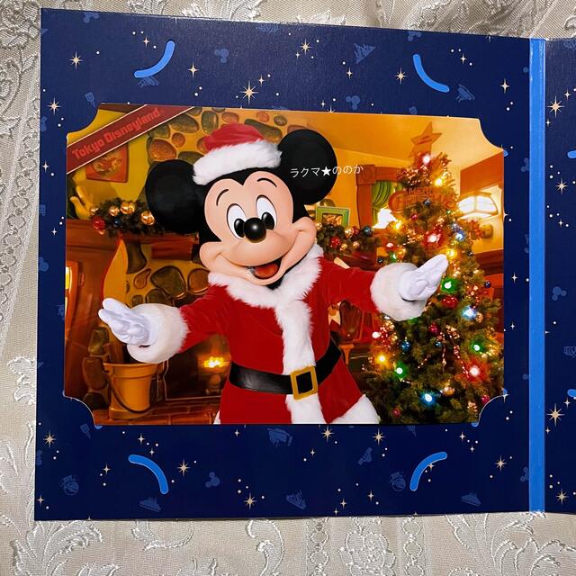 ディズニークリスマスミッキーサンタバケパ★フォトファン２枚★台紙付き★実写★写真