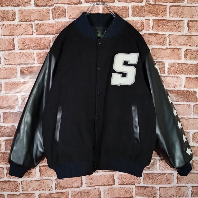 良品】入手困難 初期タグ スワッガー スタジャン 黒×黒 袖レザー