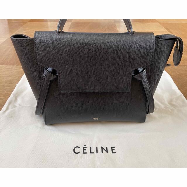 本物の - celine セリーヌ ベルトバッグ ブラック グレインドカーフ