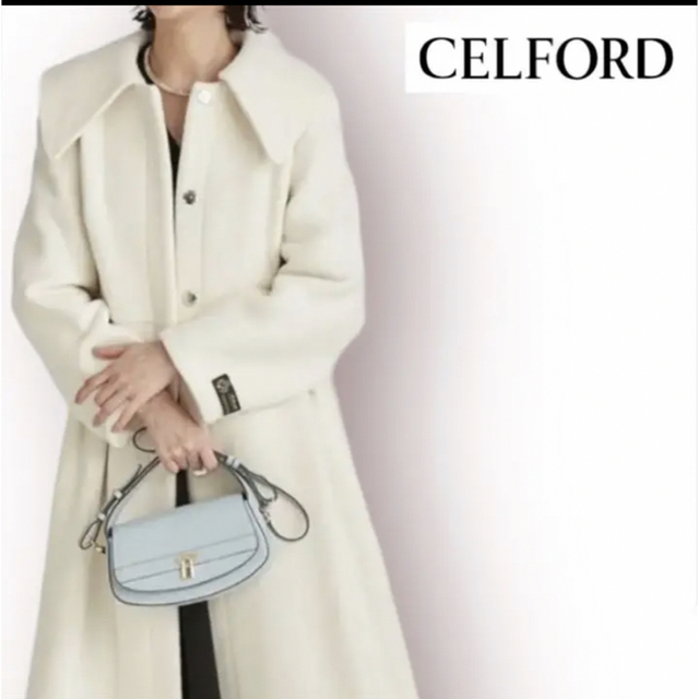 CELFORD(セルフォード)のセルフォード CELFORD ビックカラーロングコート アイボリー ウール 38 レディースのジャケット/アウター(ロングコート)の商品写真