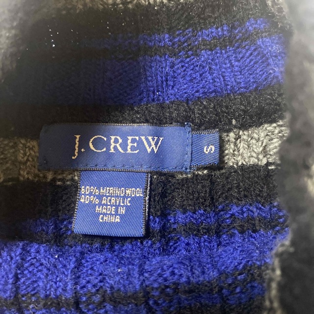 J.Crew(ジェイクルー)のブルー系ボーダーハイネックニット レディースのトップス(ニット/セーター)の商品写真