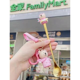 ファミリーマットスタバコラボ日本未発売キーホルダーいちごスプーンセット(カトラリー/箸)