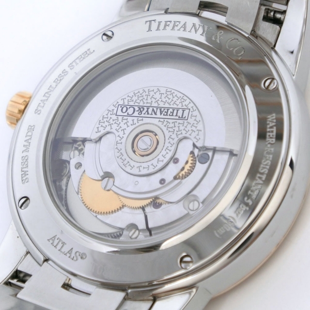 【TIFFANY&Co.】ティファニー アトラスドーム コンビ Z1800.68.13A21A00A ステンレススチール×K18ピンクゴールド  シルバー 自動巻き アナログ表示 メンズ 白文字盤 腕時計