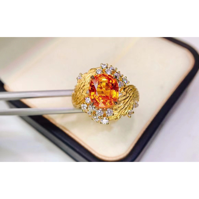 ⭐天然  マンダリンガーネット ダイヤ リング k18 3.07ct レディースのアクセサリー(リング(指輪))の商品写真