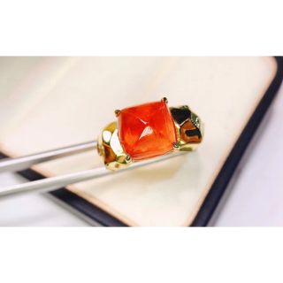 ⭐天然  マンダリンガーネット ダイヤ リング k18 7.18ct(リング(指輪))