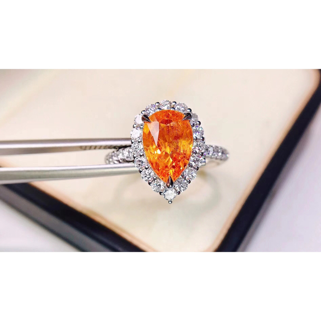 ⭐天然 マンダリンガーネット ダイヤ リング k18 3.2ct | フリマアプリ ラクマ