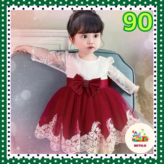【フォーマル】赤刺繍 90 プリンセス ベビー ドレス 入荷わずか(ドレス/フォーマル)