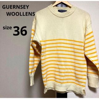 【新品未使用】GUERNSEY WOOLLENS ニット　ボーダー　イエロー　(ニット/セーター)