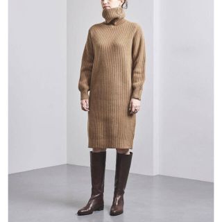 ユナイテッドアローズ(UNITED ARROWS)のユナイテッドアローズトウキョウ　タートル　ウール100 ベージュ(ひざ丈ワンピース)